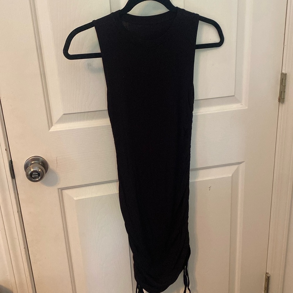 Black tight ruched dress